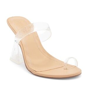 NWOB Steve Madden Rinie Toe Loop Flared Heel Sandals in Clear Size 8M